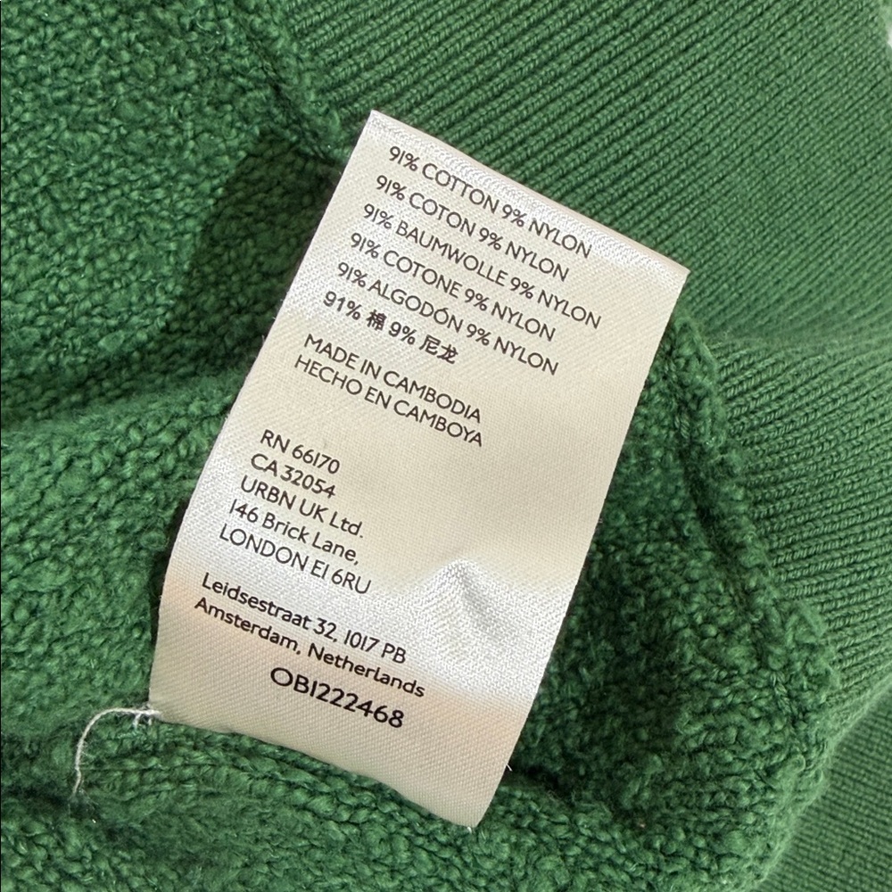 Free People Top Size M Green Cotton Textured Pullover EUC - Picture 10 of 10